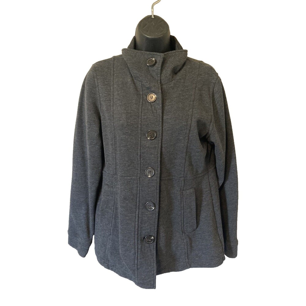 PrAna Button Down Jacket Size Medium Gray Style #W2CATR315 Cotton Polyester